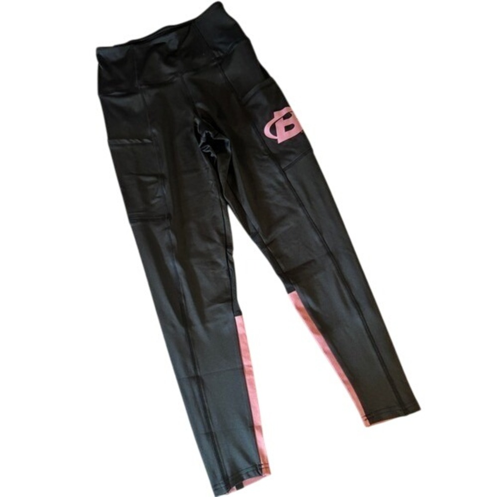Bodybuilding dot com Leggings Women's Small Black‎ Pink High Waist Stretch NWOT